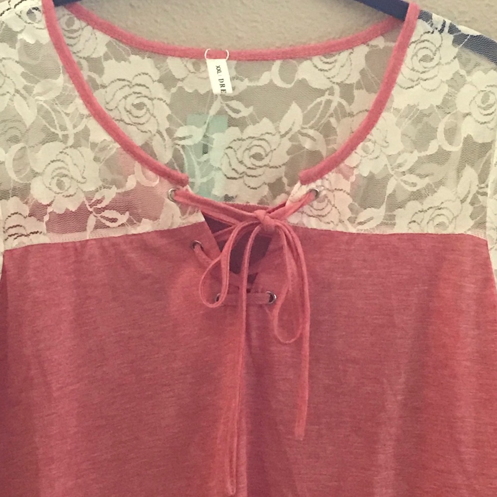 NWT Dressfo Pink & White Lace Top (Size XXL) - Picture 9 of 16